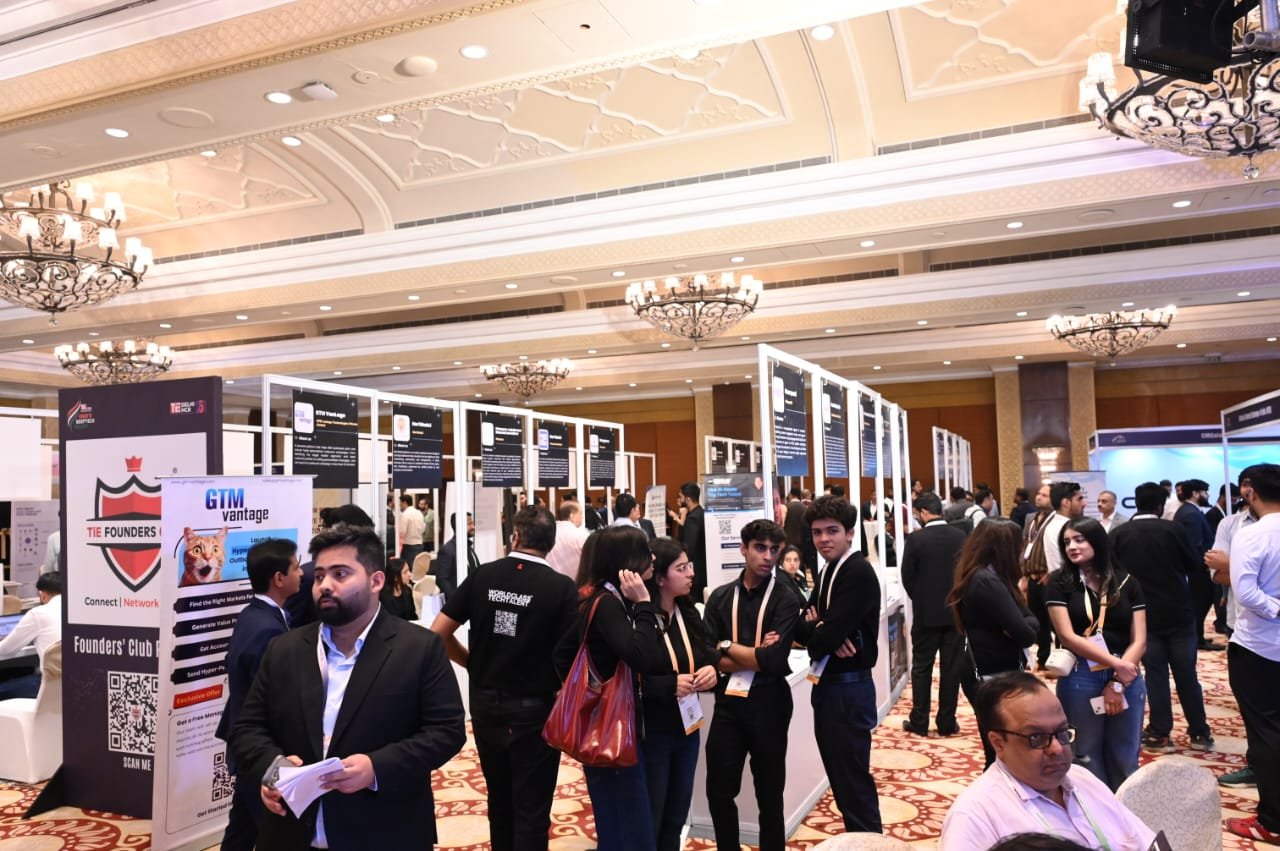 Startup booths and Founders' Club expo stall at TiEcon Delhi-NCR