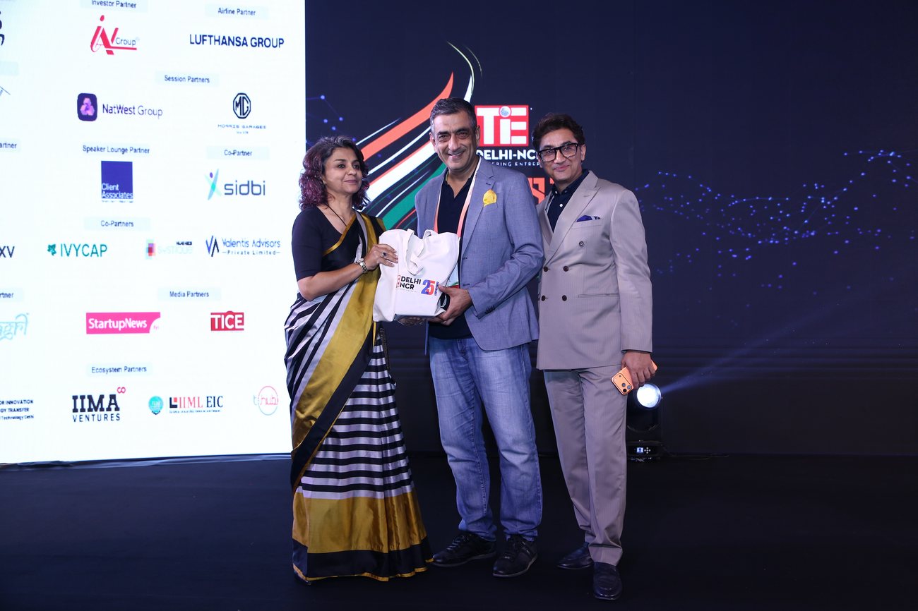Partner recognition moment on stage at TiEcon Delhi-NCR